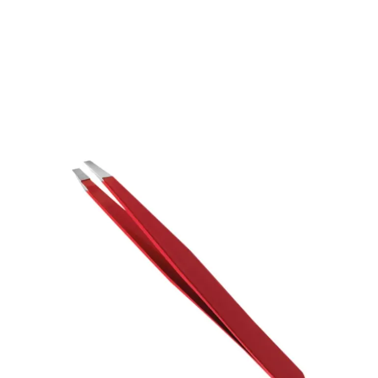 Pinzetta Inox Punta Obliqua Rossa N1026